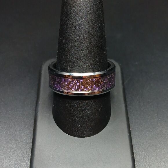 ITungsten Purple & Silver Size 10 Men's Ring New - Picture 1 of 4